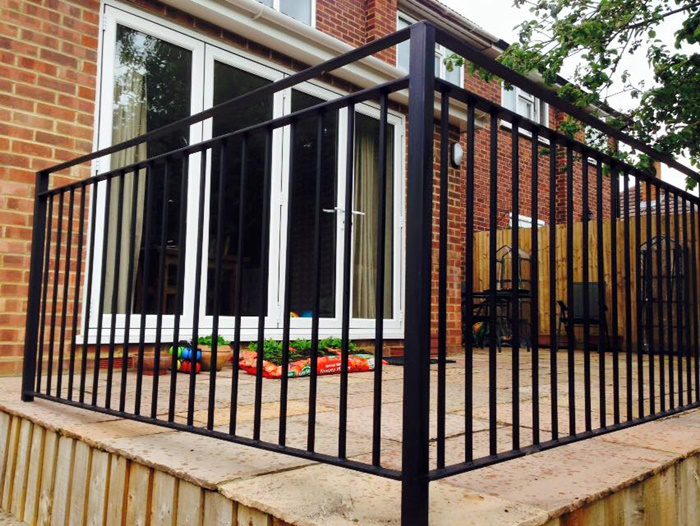 Steel railings fitted in a garden