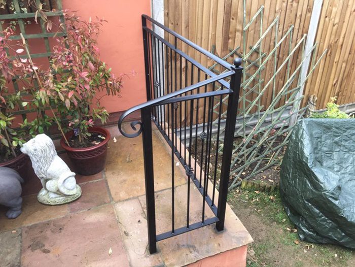 Steel railings fitted in a garden