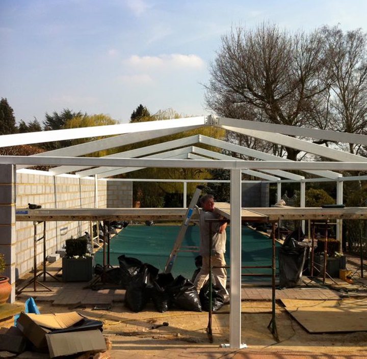 Steel framework for indoor swimming pool